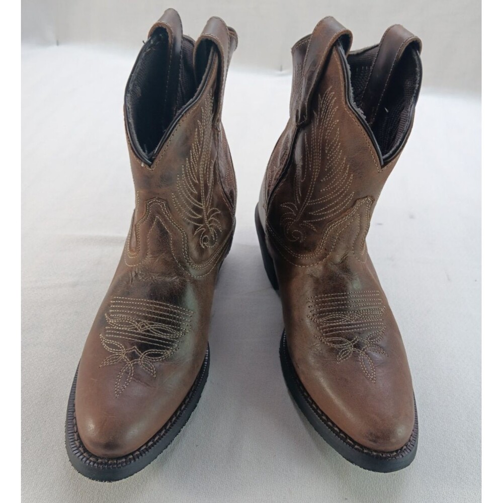 Laredo Ankle Boots Women's 7 Leather Short Cowboy Boot Floral Stitch New